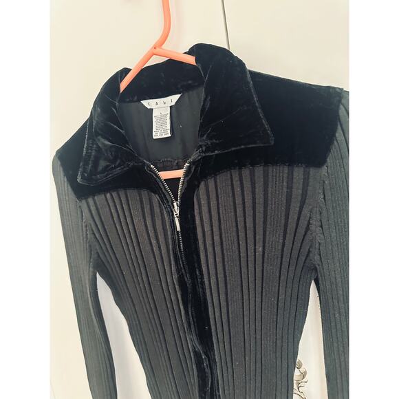 Y2K KNit Zipper Cardigan Velvet Collar Size large Dark Gothic Grunge Vampire - Picture 4 of 11